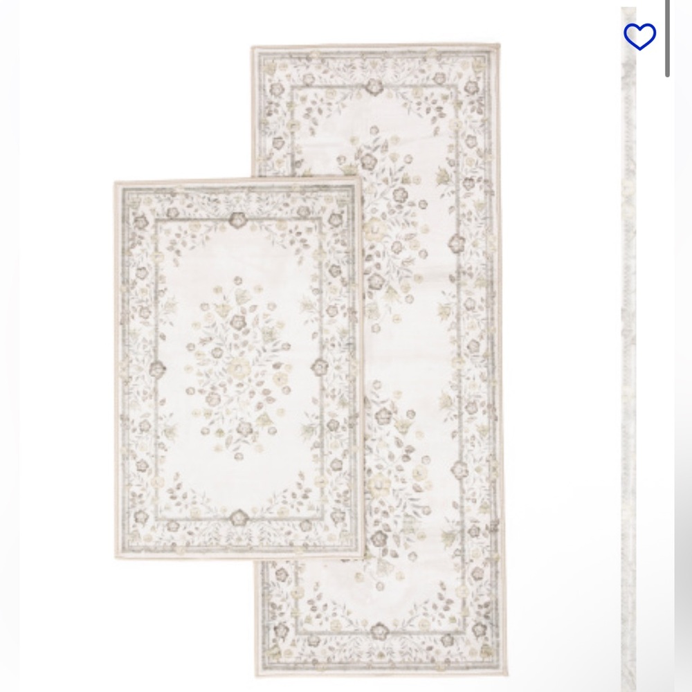 Elegant Floral 2pk Washable Rugs